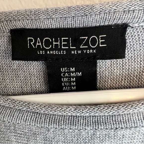 Rachel Zoe Crew Neck Pullover Sweater Sz M Star Stars Rainbow Gray Lightweight - Picture 7 of 9